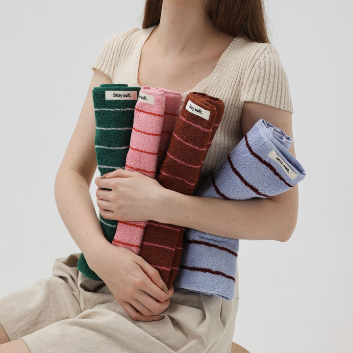tw-00001-7 Pastel stripe cotton towel / パステルストライプコットンタオル
