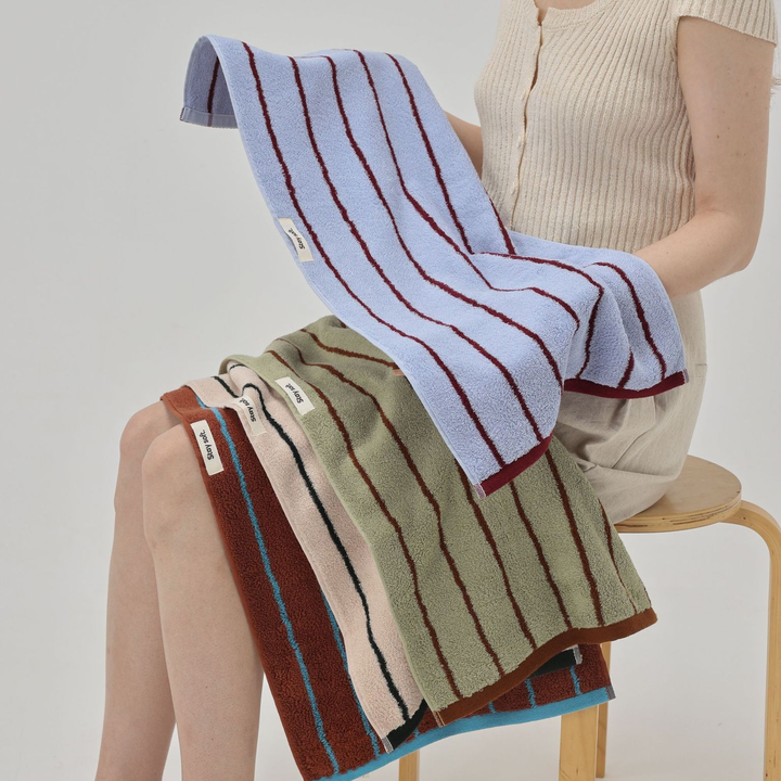 tw-00001-7 Pastel stripe cotton towel / パステルストライプコットンタオル