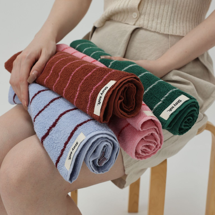 tw-00001-7 Pastel stripe cotton towel / パステルストライプコットンタオル