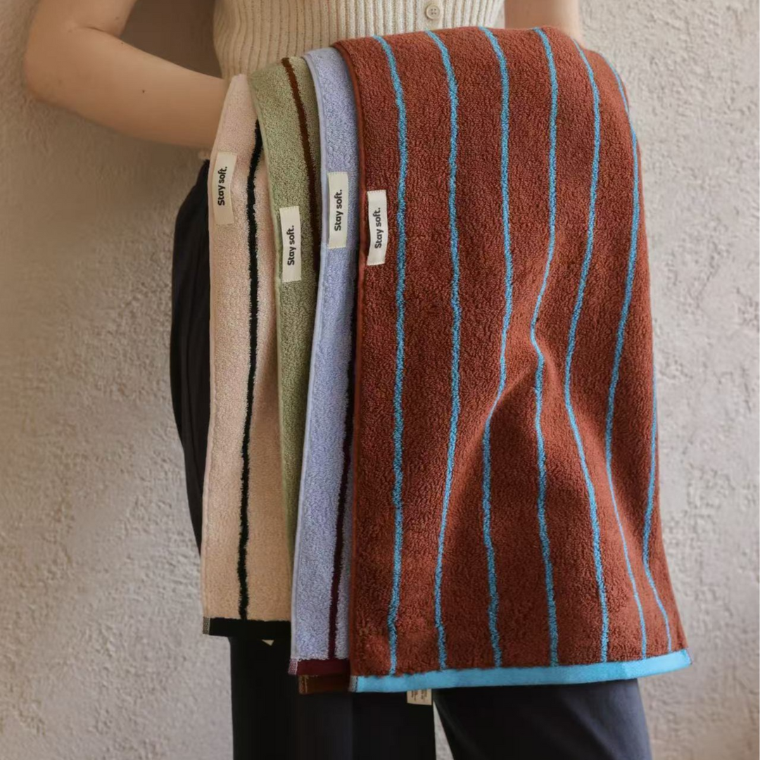 tw-00001-7 Pastel stripe cotton towel / パステルストライプコットンタオル