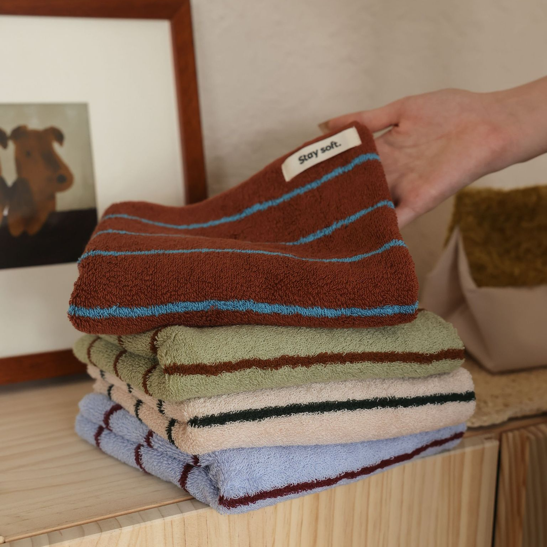 tw-00001-7 Pastel stripe cotton towel / パステルストライプコットンタオル