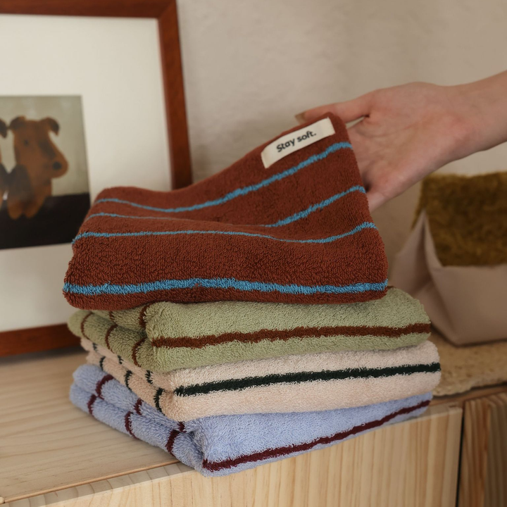 tw-00001-7 Pastel stripe cotton towel / パステルストライプコットンタオル