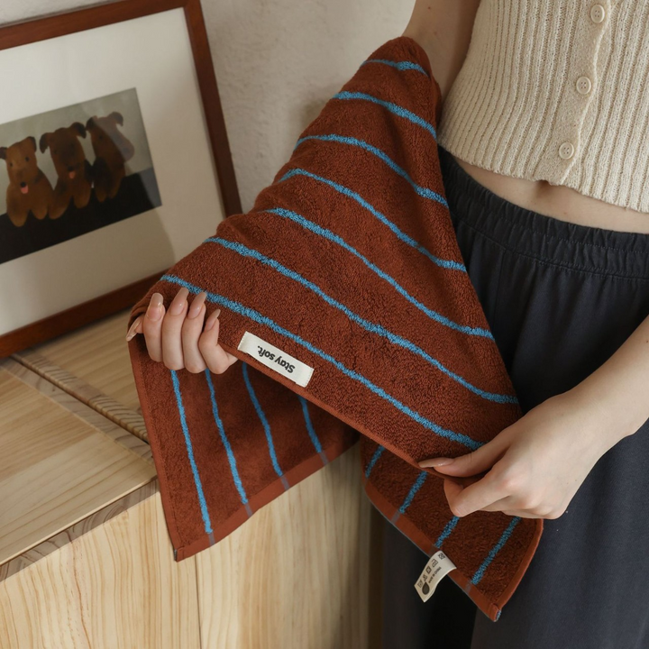 tw-00001-7 Pastel stripe cotton towel / パステルストライプコットンタオル