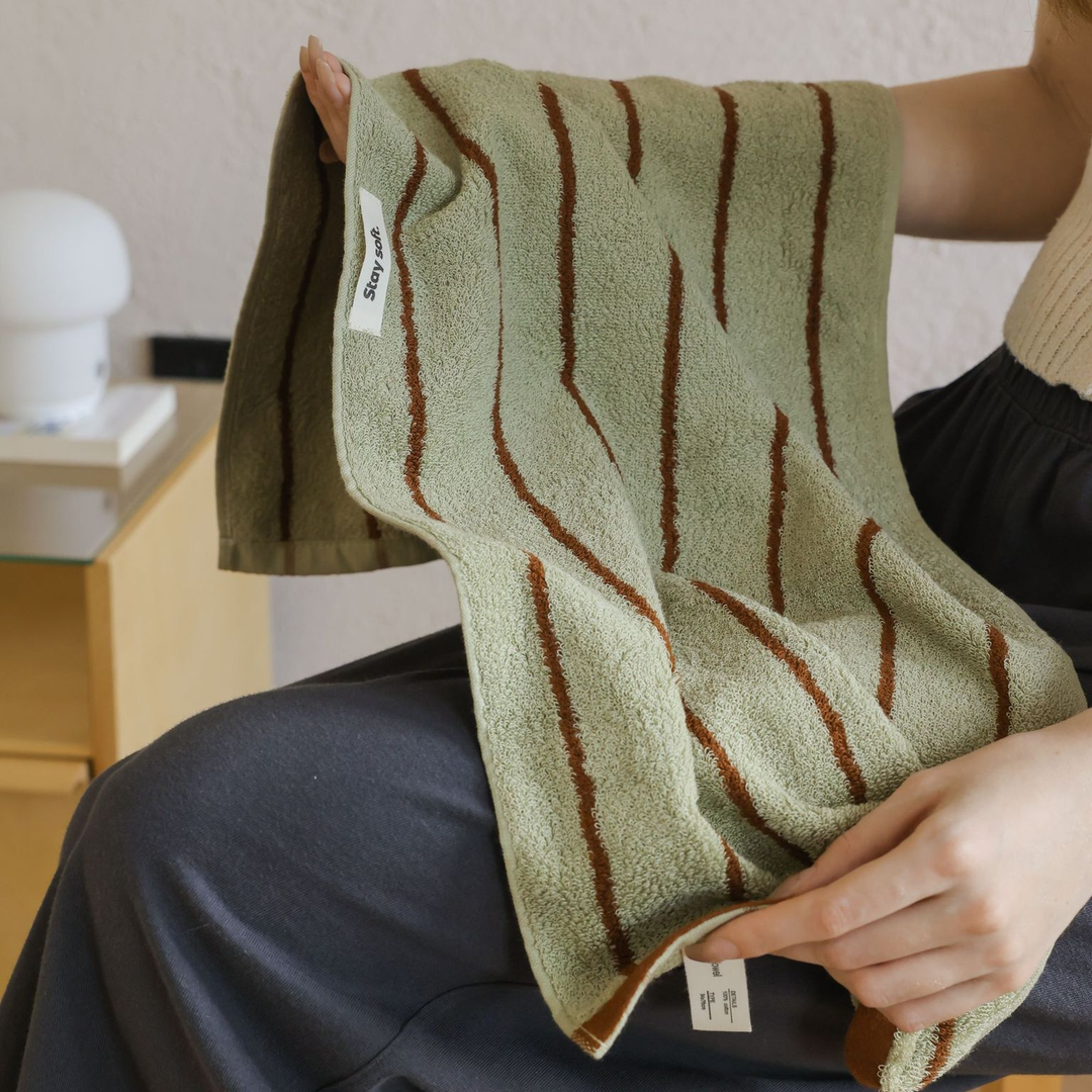 tw-00001-7 Pastel stripe cotton towel / パステルストライプコットンタオル