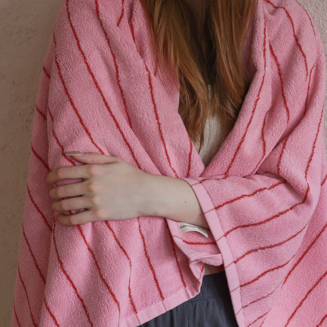 tw-00001-7 Pastel stripe cotton towel / パステルストライプコットンタオル