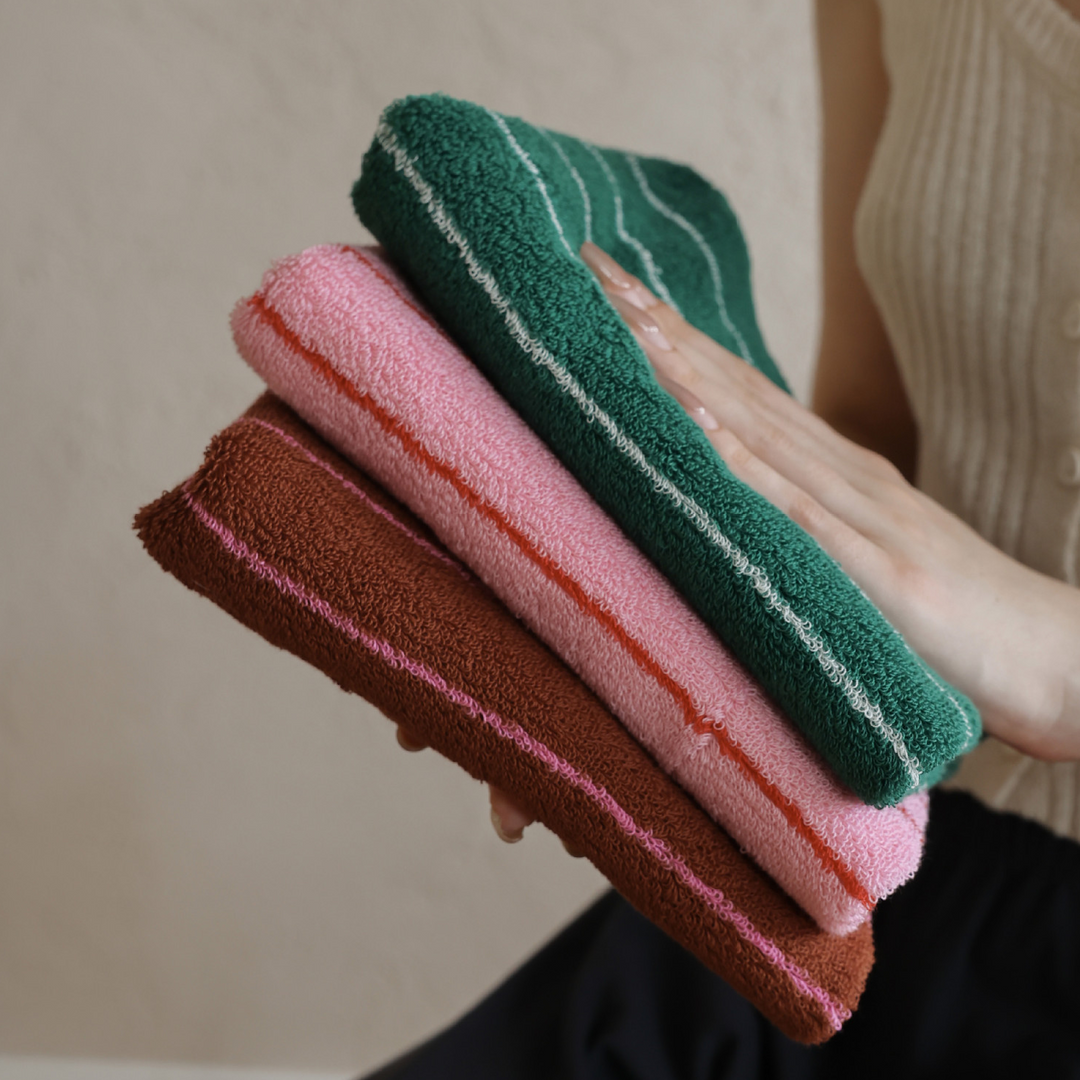 tw-00001-7 Pastel stripe cotton towel / パステルストライプコットンタオル