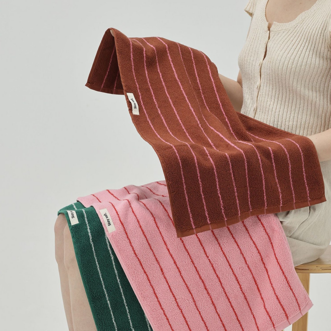 tw-00001-7 Pastel stripe cotton towel / パステルストライプコットンタオル