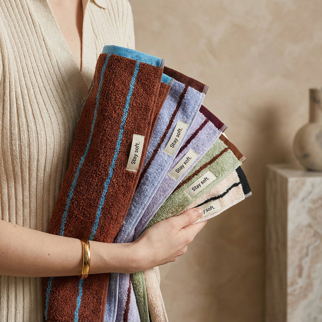 tw-00001-7 Pastel stripe cotton towel / パステルストライプコットンタオル